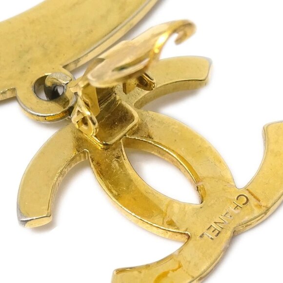 Chanel Hoop Dangle Earrings Clip-On Gold 161712 - Picture 4 of 4